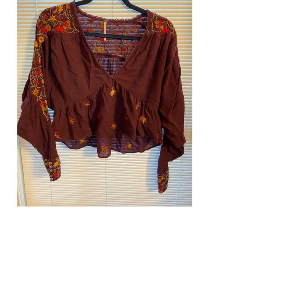 Free People Blouse, Size Small, Burgundy